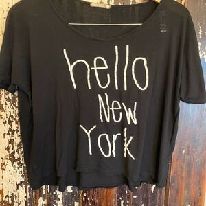 Pre-loved Hello New York/Goodbye LA crop top.
